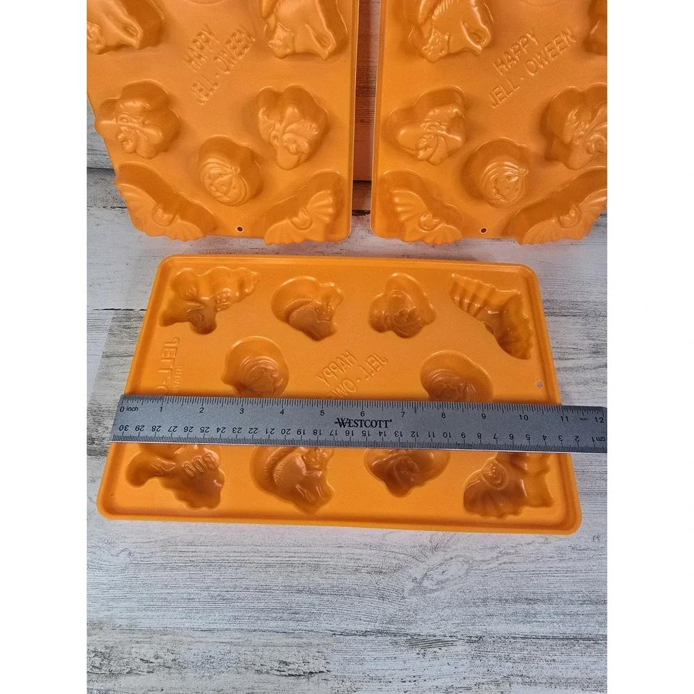 Vintage Jell-O Happy Jell-Oween Halloween Mold Trays‎ Orange Plastic Set of 3